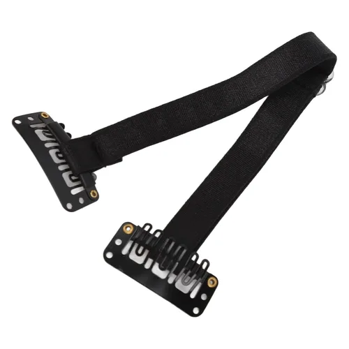 Miniatura 4 de 4 bandas de estiramiento facial con clips, banda facial instantánea elástica ajustable, correa de elevación invisible para estiramiento facial, Negro