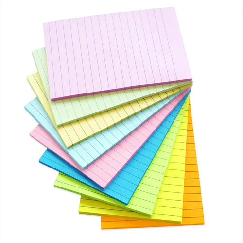 Miniatura 7 de HQCME Paquete de 9 Notas Adhesivas Rayadas de 4X6 pulgadas Post, 9 Colores Pastel Grandes Notas Post Adhesivas Rayadas Coloridas con Super Poder