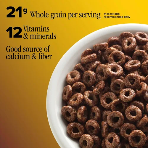 Miniatura 4 de Chocolate Cheerios, Cereal de desayuno sin gluten saludable para el corazón, hecho con avena de grano entero, tamaño familiar, 19.2 onzas