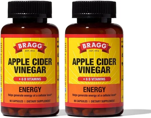 Miniatura 10 de Bragg Energy Cápsulas de vinagre de sidra de manzana con vitaminas B-12, 90 cápsulas, control de peso, sin OMG, vegano, sin gluten, sin azúcar