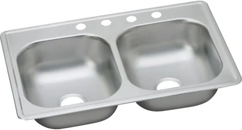 Miniatura 14 de Dayton D233221 Equal - Fregadero de acero inoxidable con doble tazón, 33 x 22 x 6.5 pulgadas