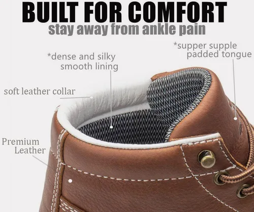 Miniatura 12 de SUREWAY Men's Lightweight Casual Soft Toe Work Boot - Moc Toe, Men's Construction Industry Safety Wedge Work Boot/Shoe - Black, Comfort Insole