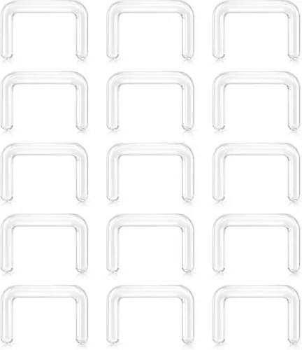 Joyería Separadora Transparente para Tabique - Anillo de Tabique de Plástico en Forma de U Tipo Grapa Piercings Invisibles para Nariz Retenedores