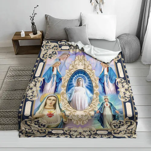 Miniatura 3 de Ultra Suave Manta de Microfibra Virgen María Nuestra Señora de Guadalupe Manta de Oración para Arrojar, Manta de Flanela Cálida y Acogedora, Mantas