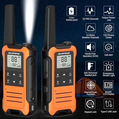 Miniatura 4 de Walkie Talkies de Largo Alcance para Adultos, Walkie Talkie Recargable Baofeng F22 Radio FRS Walky Talky Walkie-Talkie Familiar con Batería de 1400