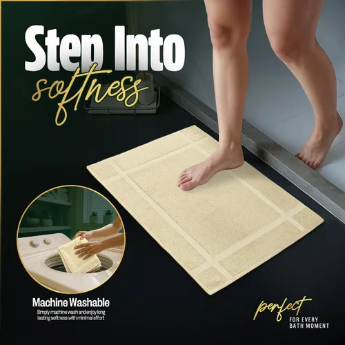 Miniatura 8 de Pearl Linens Paquete de 6 alfombrillas de baño 100% algodón de 20x30 pulgadas, suaves y absorbentes de secado rápido, juego de alfombrillas de baño