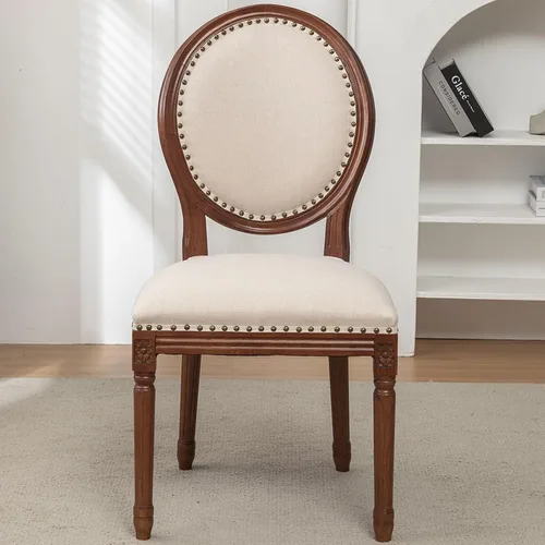 Miniatura 33 de Sillas de comedor de madera para casa de campo, sillas de cocina estilo país francés, silla vintage para sala de estar con respaldo redondo, silla