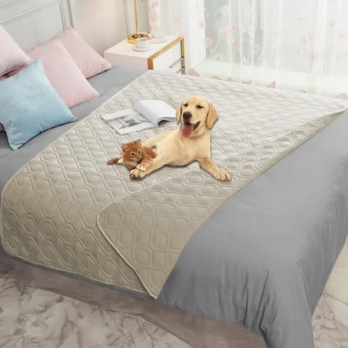 Miniatura 13 de Ameritex Funda Impermeable para Cama de Perro Manta para Mascotas para Muebles Cama Sillón Sofá Reversible Azul marino+azul piedra
