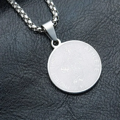 Miniatura 4 de Collar de San Sebastián Collar de acero inoxidable de 1 pulgada para béisbol, fútbol, baloncesto, fútbol y deportes, Metal, no aplica
