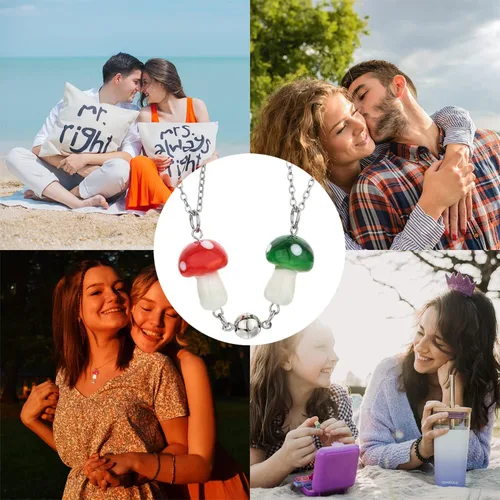 Miniatura 3 de Lindos collares magnéticos de hongos de amistad, regalos de cumpleaños de Navidad, para mujeres, adolescentes, niñas, mejores amigas, mejores