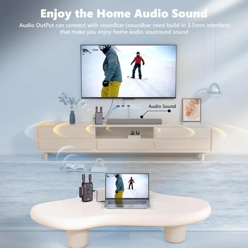 Miniatura 5 de Receptor HDMI inalámbrico: kit extensor inalámbrico HDMI Plug&Play, receptor 5G 820FT con Loopout para transmitir video y audio a monitor desde una