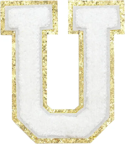 Miniatura 144 de GYGYL - 3 parches de letras deportivas de felpilla con purpurina, parches para planchar de tamaño grande para decoración de disfraces