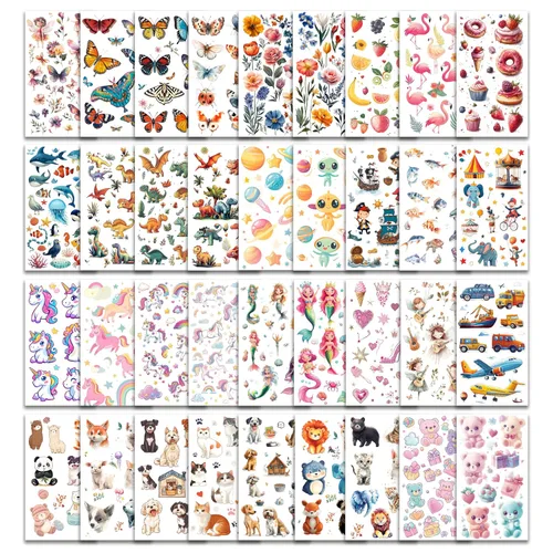 Tatuajes para niños, más de 350 estilos mixtos (37 hojas), juego de calcomanías temporales de tatuajes, regalo para niñas y niños, dinosaurios