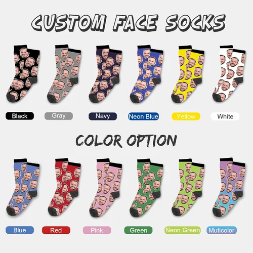 Miniatura 29 de Yofair Calcetines personalizados con foto – Calcetines divertidos personalizados con imagen – Regalos de Navidad personalizados para hombres