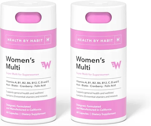 Miniatura 5 de Health by Habit - Suplemento múltiple para mujer (60 cápsulas), 23 vitaminas y minerales esenciales, apoya la salud y el bienestar general, sin OMG