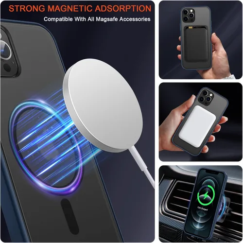 Miniatura 4 de TENDLIN MagSafe - Funda magnética compatible con iPhone 12 / iPhone 12 Pro [MagSafe] translúcida mate con parte trasera dura de silicona suave