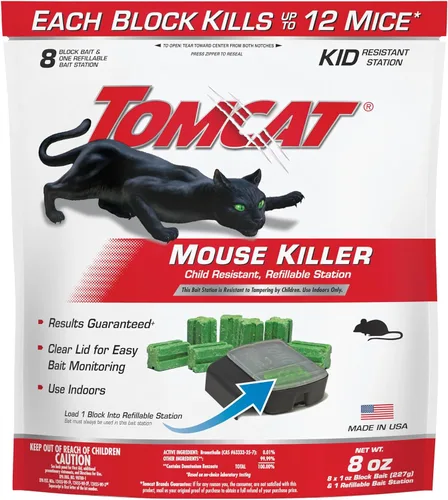 Miniatura 12 de Tomcat Mouse Killer - Estación desechable resistente a los niños, 1 estación de cebo prellenada lista para usar (paquete de 12)