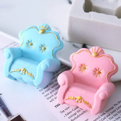 Miniatura 6 de 3D Sofá Silla Molde de Silicona Estilo Europeo Muebles Decoración de Pasteles Moldes de Fondant Pastel Molde de Chocolate Candy Gum Pasta Jabón