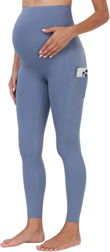 Miniatura 42 de WHOUARE Leggings de maternidad sobre el vientre con bolsillos para mujer, cintura alta, entrenamiento, pantalones de yoga