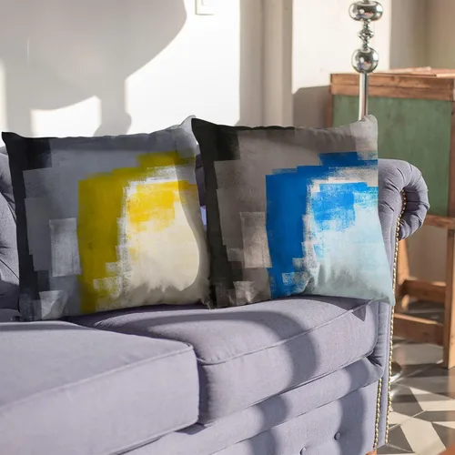 Miniatura 3 de Juego de 2 fundas de almohada, arte abstracto de 16 x 16 pulgadas, cuadradas, decoración del hogar, fundas de almohada decorativas para sofá