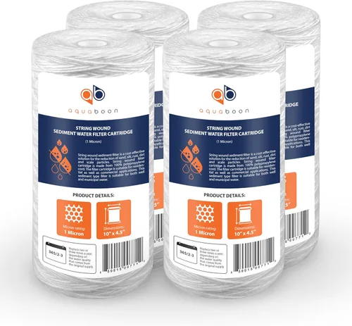 Miniatura 12 de Aquaboon Filtro de Agua de 5 Micras 10 x 4.5 Pulg - Filtro de Agua Enrollado en Hilo para Sistema de Toda la Casa - Compatible con 84637, WPX5BB97P