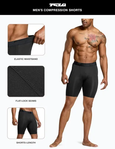 Miniatura 6 de TSLA - Pantalones cortos deportivos de compresión para hombre, en paquete de 1 o 3unidades, mallas para correr de rendimiento deportivo, frescas