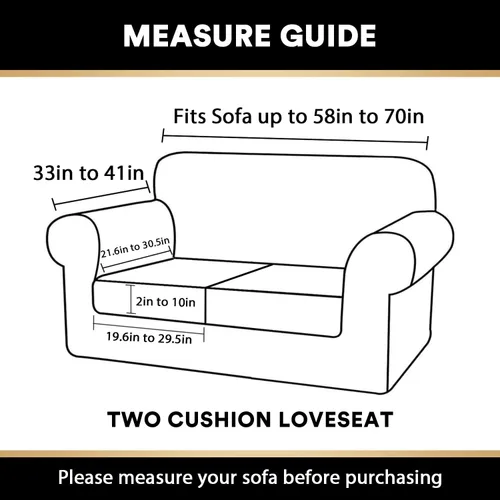 Miniatura 2 de PrinceDeco - Funda elástica y suave de 3 piezas para sofá, lavable, 2 fundas para cojines separados, protector elástico de muebles para niños y Arena