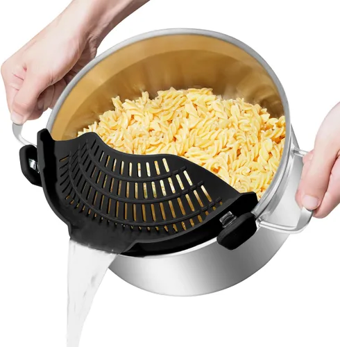 Miniatura 16 de AUOON - Colador grande con clip para todas las ollas y sartenes, colador de silicona de gran tamaño, diseño familiar, colador de pasta, colador