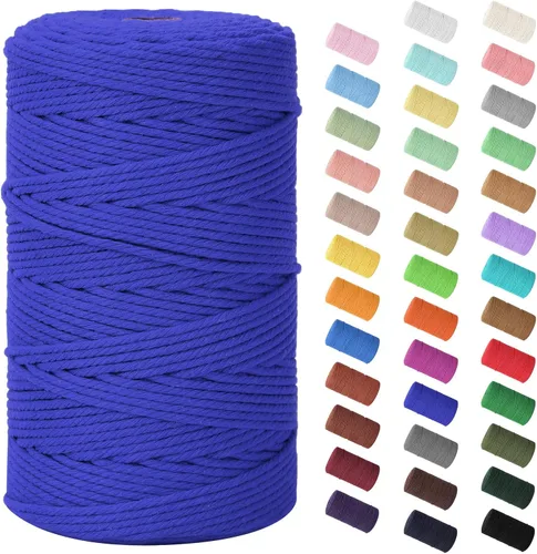 Miniatura 119 de Cordón de macramé de 0.079 in x 380 yardas (1140 pies), cuerda de algodón natural para colgar en la pared, ganchos de plantas, manualidades, Beige