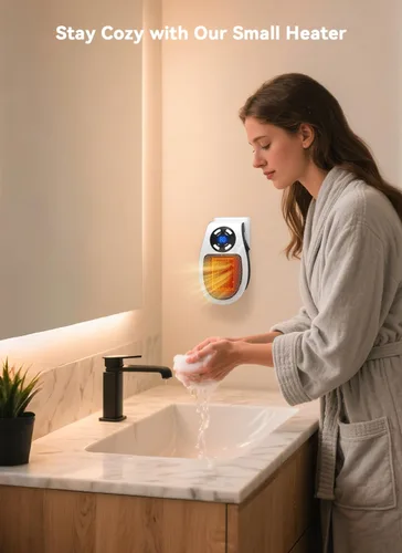 Miniatura 2 de Brightown Calentador de pared enchufable de 450 W, calentador de enchufe portátil con control remoto, pantalla LED clara, calentadores de pared