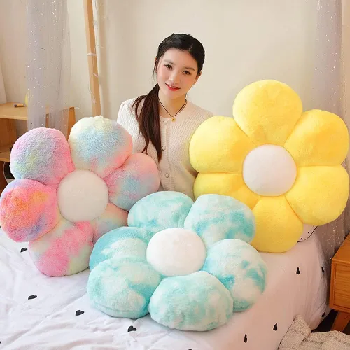 Miniatura 2 de Lannery - Almohadas de felpa con flores, cojín de asiento para el suelo con diseño de flores, juguete para leer, habitación o ver la televisión Azul