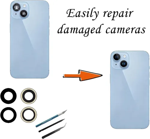 Miniatura 4 de 2 piezas 14/14 Plus de repuesto para lente de cámara trasera trasera para iPhone 14/iPhone 14 Plus, fundas de lente de vidrio traseras de repuesto
