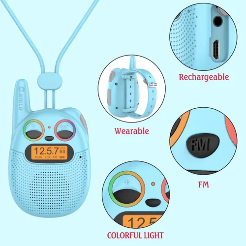 Miniatura 7 de Qniglo Walkie Talkies para niños recargables, paquete de 2 unidades, juguetes de regalo de Navidad y cumpleaños para niños de 3 a 12 años