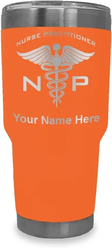 Miniatura 18 de LaserGram NP Nurse Practioner - Vaso aislado al vacío de 20 onzas, grabado personalizado incluido (negro)