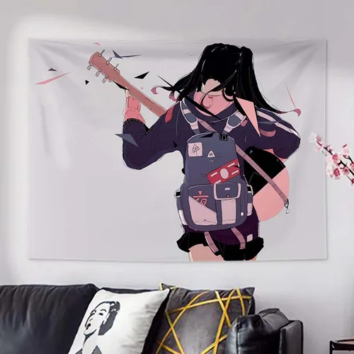 Miniatura 10 de MLAFE Tapiz Kawaii con temática de cómic de anime, póster de dibujos animados, arte de franela para decoración del hogar