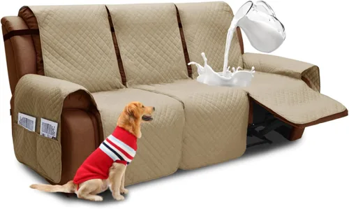 Miniatura 52 de XINEAGE Funda para Loveseat Reclinable Resistente al Agua, Fundas para Loveseat Reclinable de 2 Asientos con Bolsillos, Funda Protectora para Café