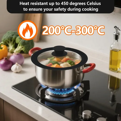 Miniatura 5 de Tapa universal de vidrio de silicona para todas las ollas, apta para microondas, tapa de silicona antideslizante, fácil de limpiar