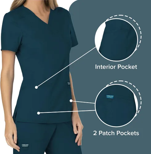 Miniatura 3 de Workwear Revolution WW610 - Ropa quirúrgica con estilo cruzado falso para mujer, elástica, suave y de fácil cuidado