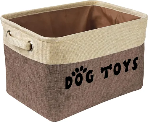 Miniatura 13 de PET ARTIST Cesta de juguetes para perros, caja plegable para juguetes para perros con asas cómodas, organizador grande de almacenamiento de juguetes