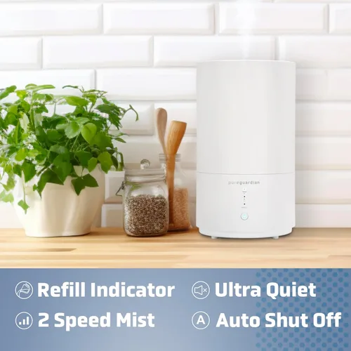 Miniatura 3 de PureGuardian Humidificador ultrasónico de niebla fría de llenado superior para el hogar con bandeja de aromaterapia, cubre 320 pies cuadrados
