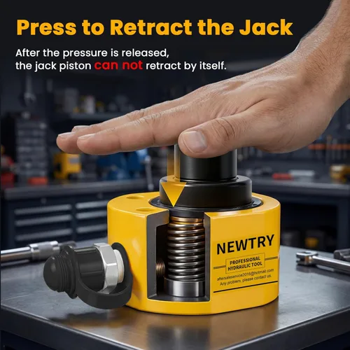 Miniatura 5 de NEWTRY Gato Hidráulico Ram Jack 10T Cilindro Hidráulico de Perfil Bajo Ram Jack Multi-Sección 1" Carrera Cilindro de Elevación Mini Portátil