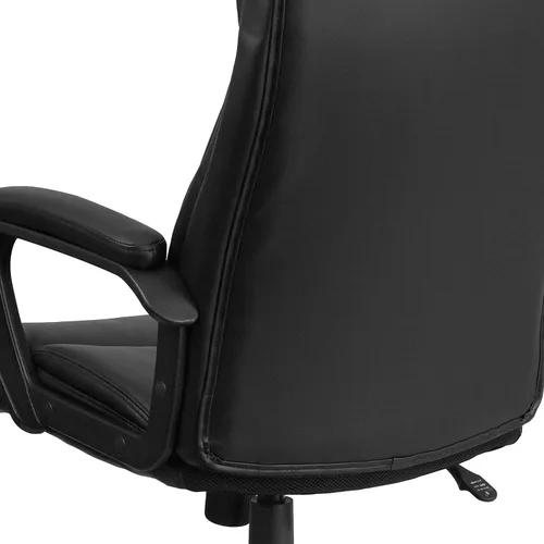 Miniatura 7 de Flash Furniture Raya - Silla de oficina giratoria ejecutiva de LeatherSoft con respaldo alto y brazos de malla ligera