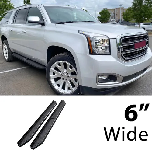 Miniatura 2 de HD Ridez Estribo de estilo plano de 6 pulgadas, color negro, compatible con Chevy Tahoe 2007-2020 y GMC Yukon 2005-2020 de 4 puertas