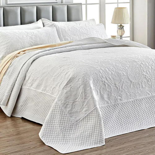 Miniatura 12 de Qucover Alaska King Colcha 132 x 120 pulgadas, colcha extragrande de color naranja quemado, 3 piezas de microfibra suave, ligera, colchas King