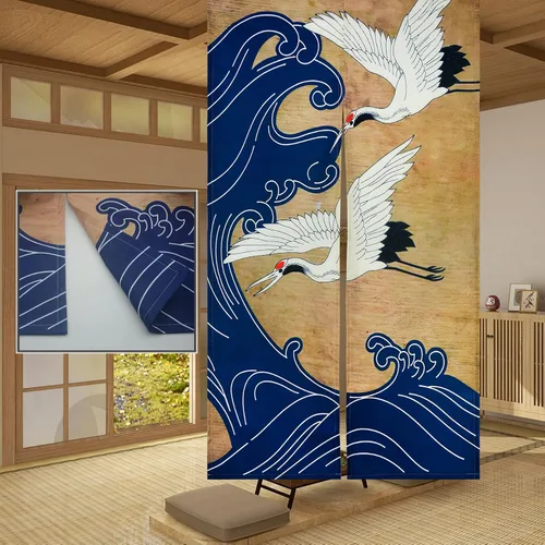 Miniatura 13 de LIGICKY Cortinas Noren estilo japonés para puerta, gruesas, largas, impresas, tapices colgantes para decoración del hogar, 33.5 x 47.2 pulgadas