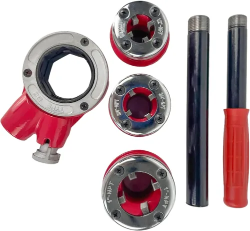 Miniatura 5 de (R) Herramienta de roscado de tuberías con mango de trinquete 3 muere 1/2 ", 3/4", 1" (NPT) fontanería
