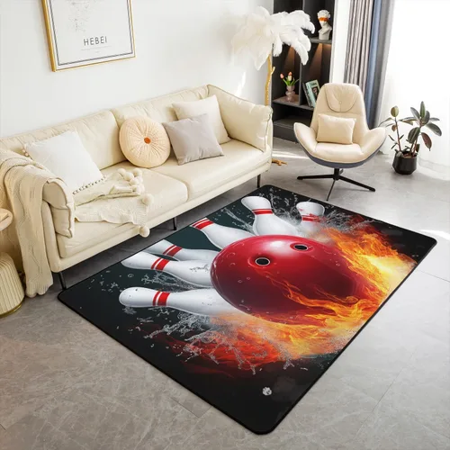 Erosebridal Alfombra de área de fiesta de bolos para niños y niñas, alfombra de sala de estar de 3 x 5, alfombra con marco de agua y fuego,