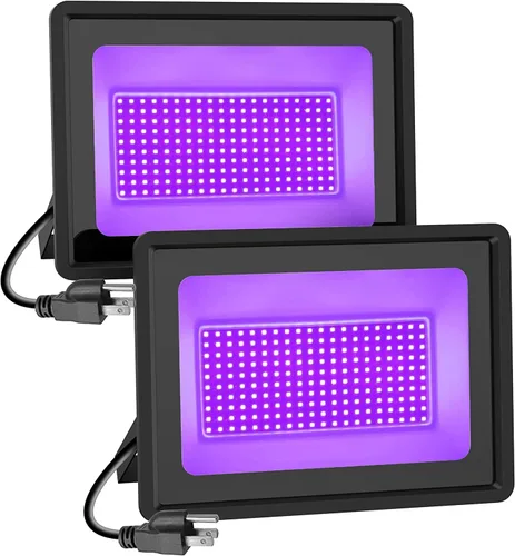 Luces negras de 300 W LED con enchufe (cable de 6 pies), luces negras impermeables IP66 para fiestas, iluminación de escenario, acuario, pintura