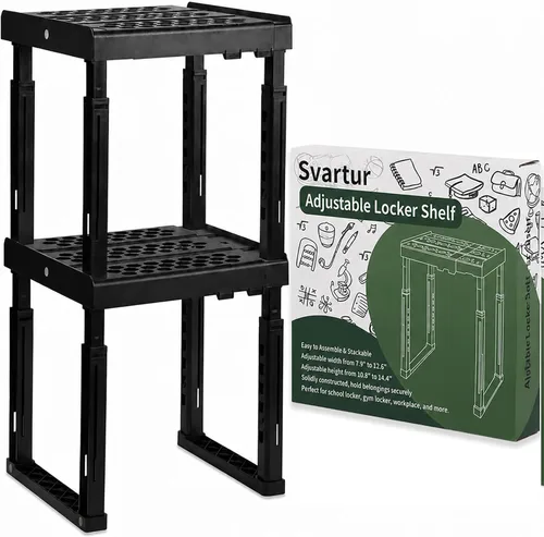 Miniatura 9 de Svartur Estante de casillero para casillero escolar, altura y ancho ajustables, organizador de casillero, apilable, herramientas de casillero