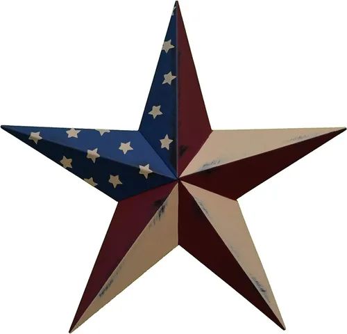 Bandera rústica de 39.8 in de la vieja gloria hecha con metal galvanizado para evitar la oxidación. Hecho a mano en Estados Unidos.